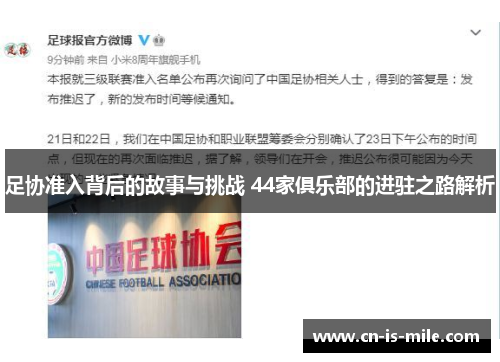 足协准入背后的故事与挑战 44家俱乐部的进驻之路解析